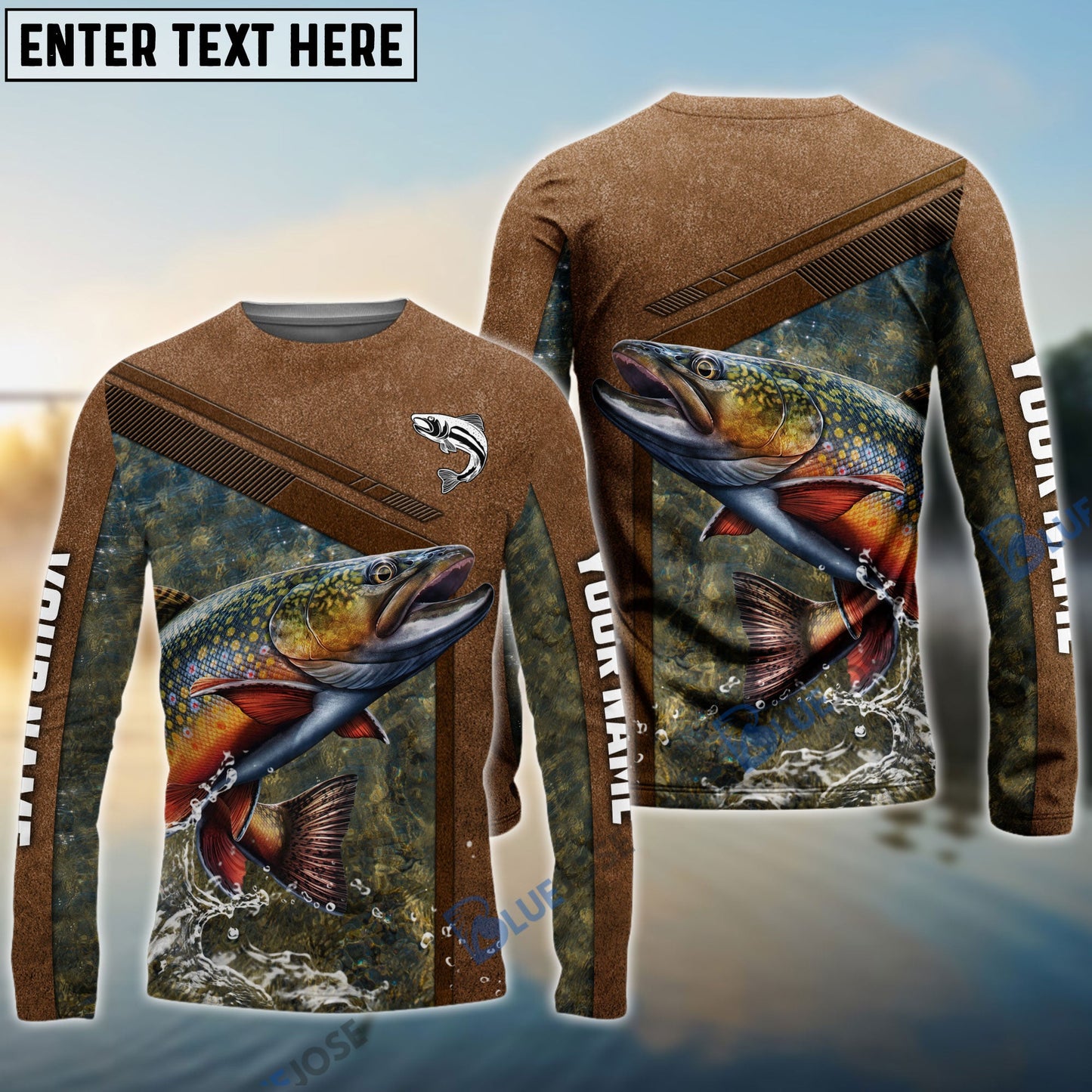 Frenzidea Trout Fishing Leather Pattern Personalized Shirt