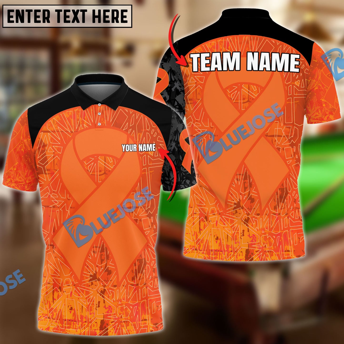 Frenzidea Orange Darts Breast Cancer Personalized Name, Team Name 3D Shirt