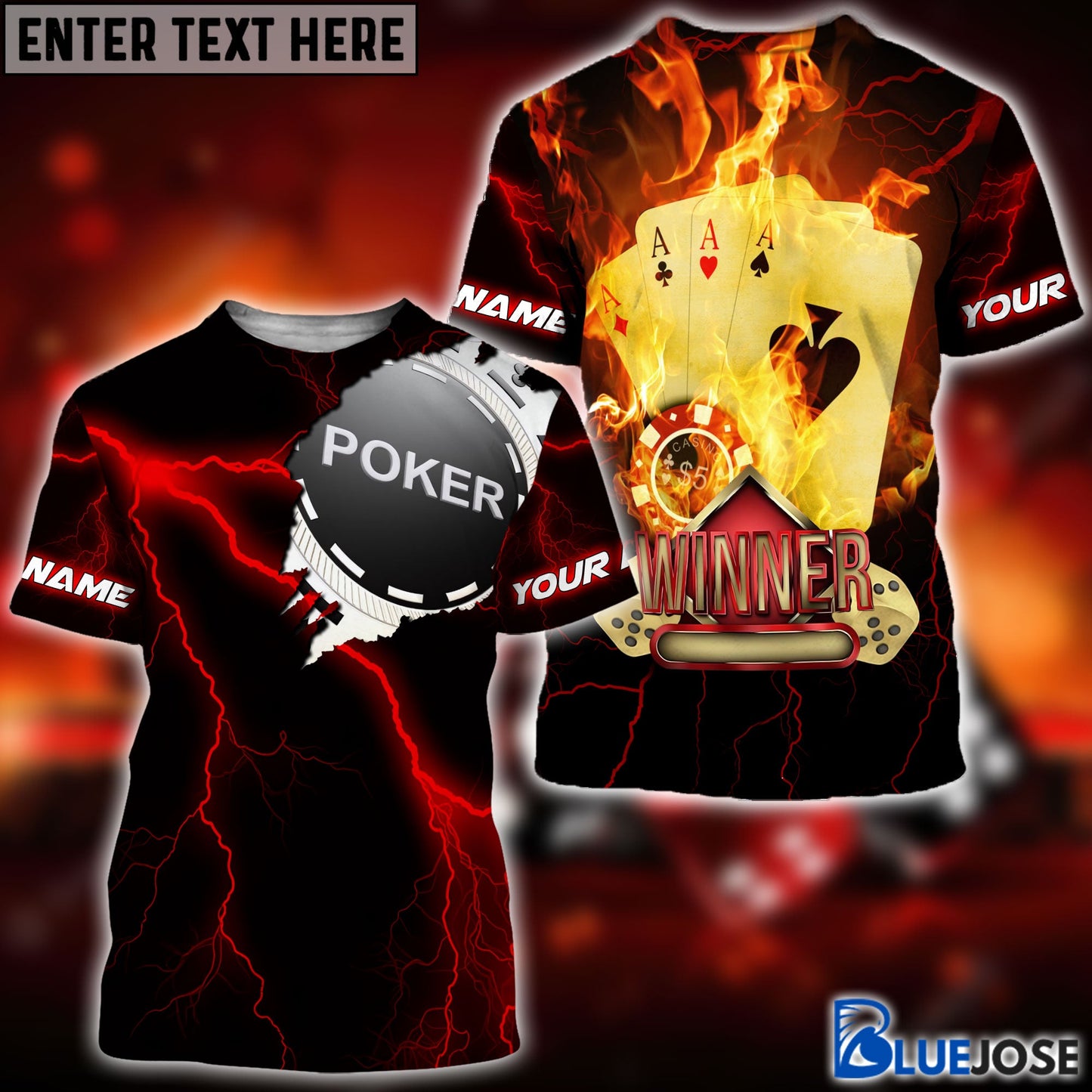 Frenzidea Four Of Ace Poker Personalized Name, Team Name Unisex Shirt