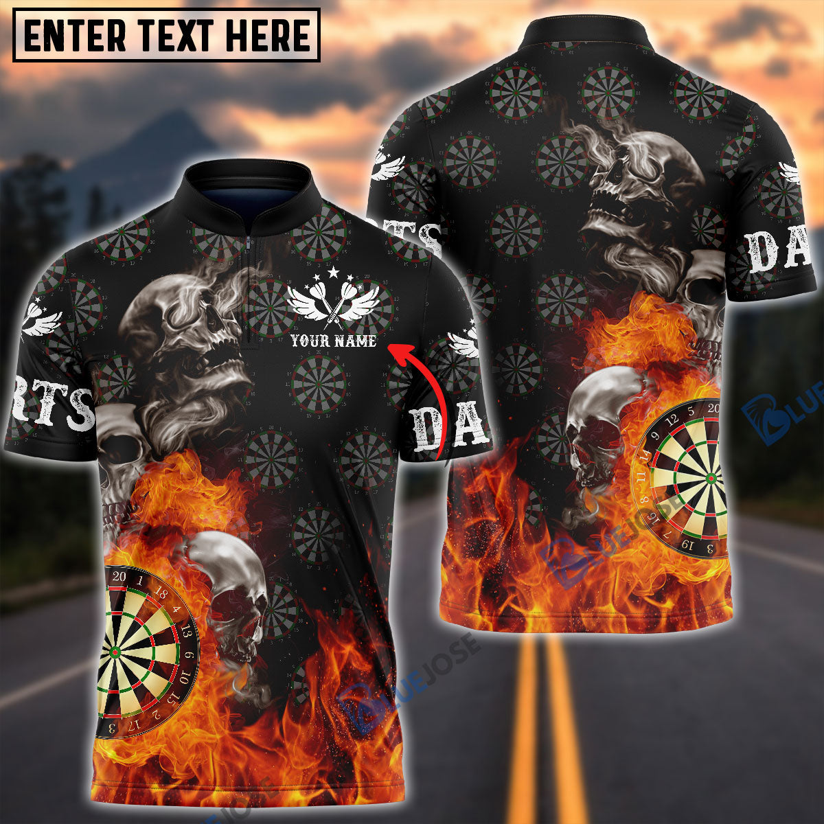 Frenzidea Darts Skull Personalized Name 3D Shirt