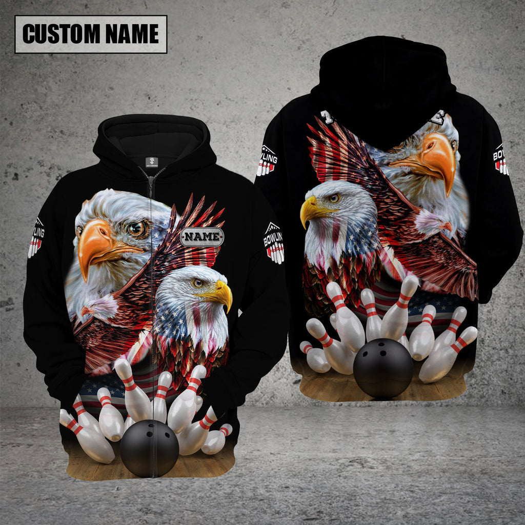 Frenzidea Bowling And Pins American Eagles Pride Customized Name And Team Name 3D Shirt