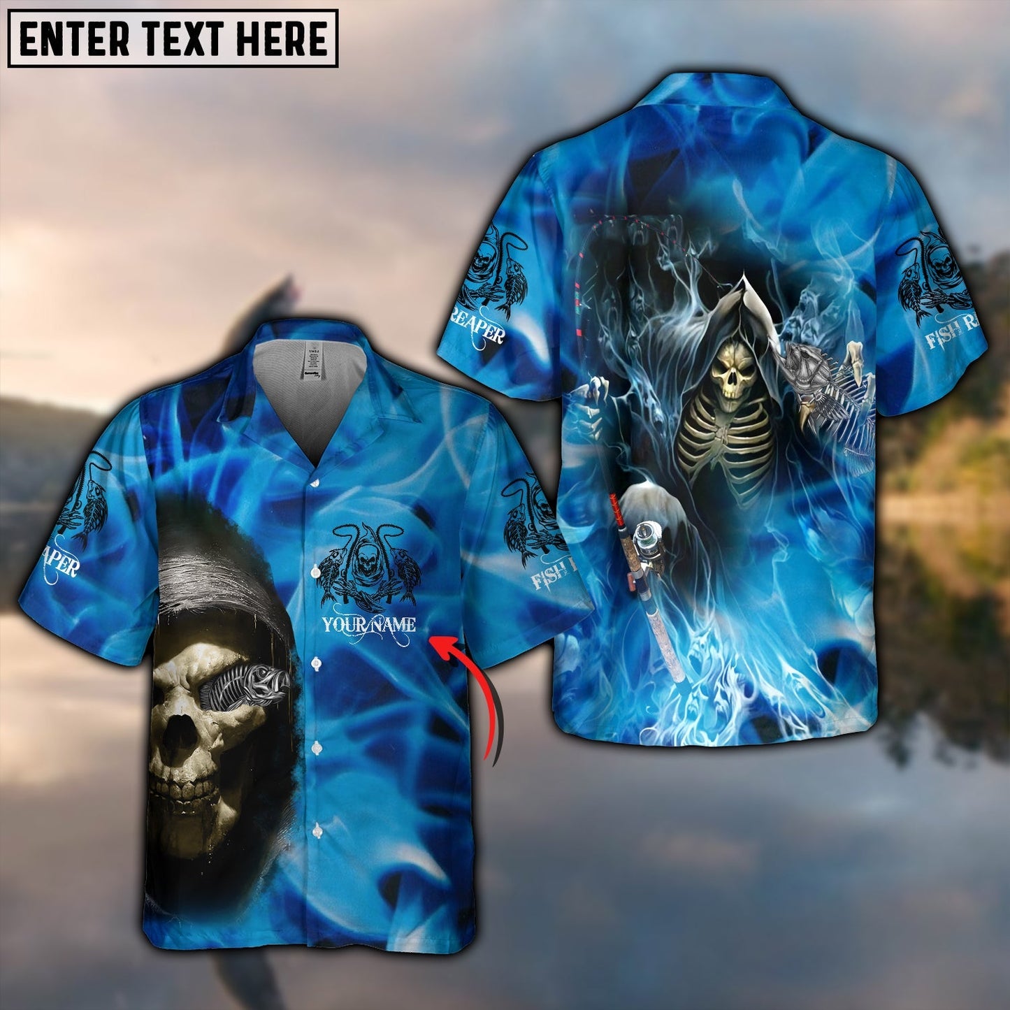 Frenzidea Fishing Reaper Personalized 3D Hawaiian Shirt