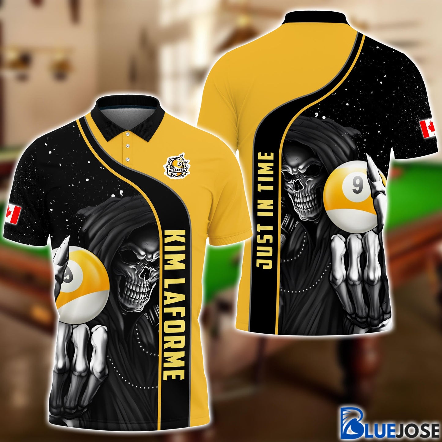 Frenzidea Billiards 9 Ball Reaper Canada Flag Personalized Name, Team Name 3D Shirt