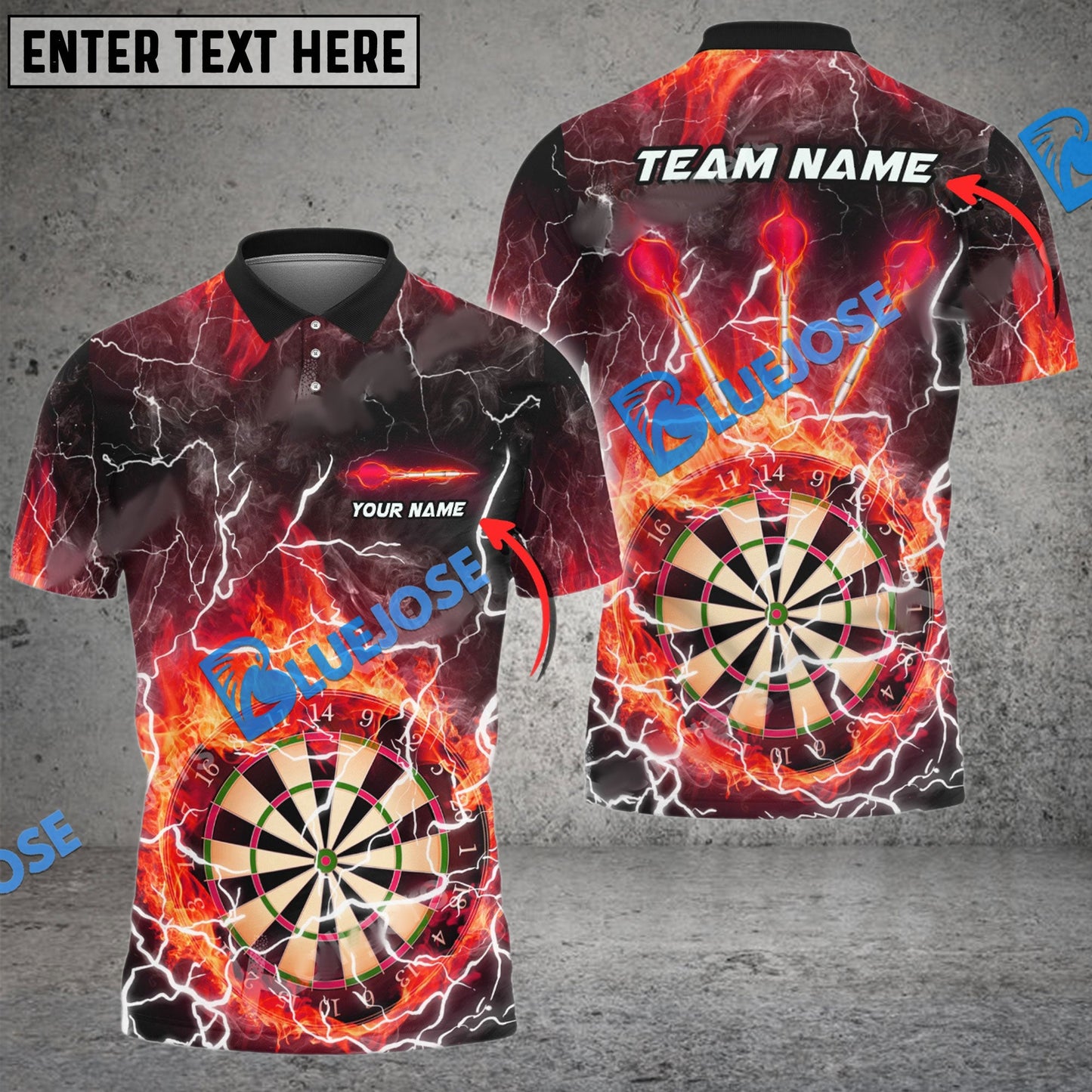 Frenzidea Darts Fire Colorful Rays Of Light Premium Personalized Name, Team Name 3D Shirt (6 Colors)
