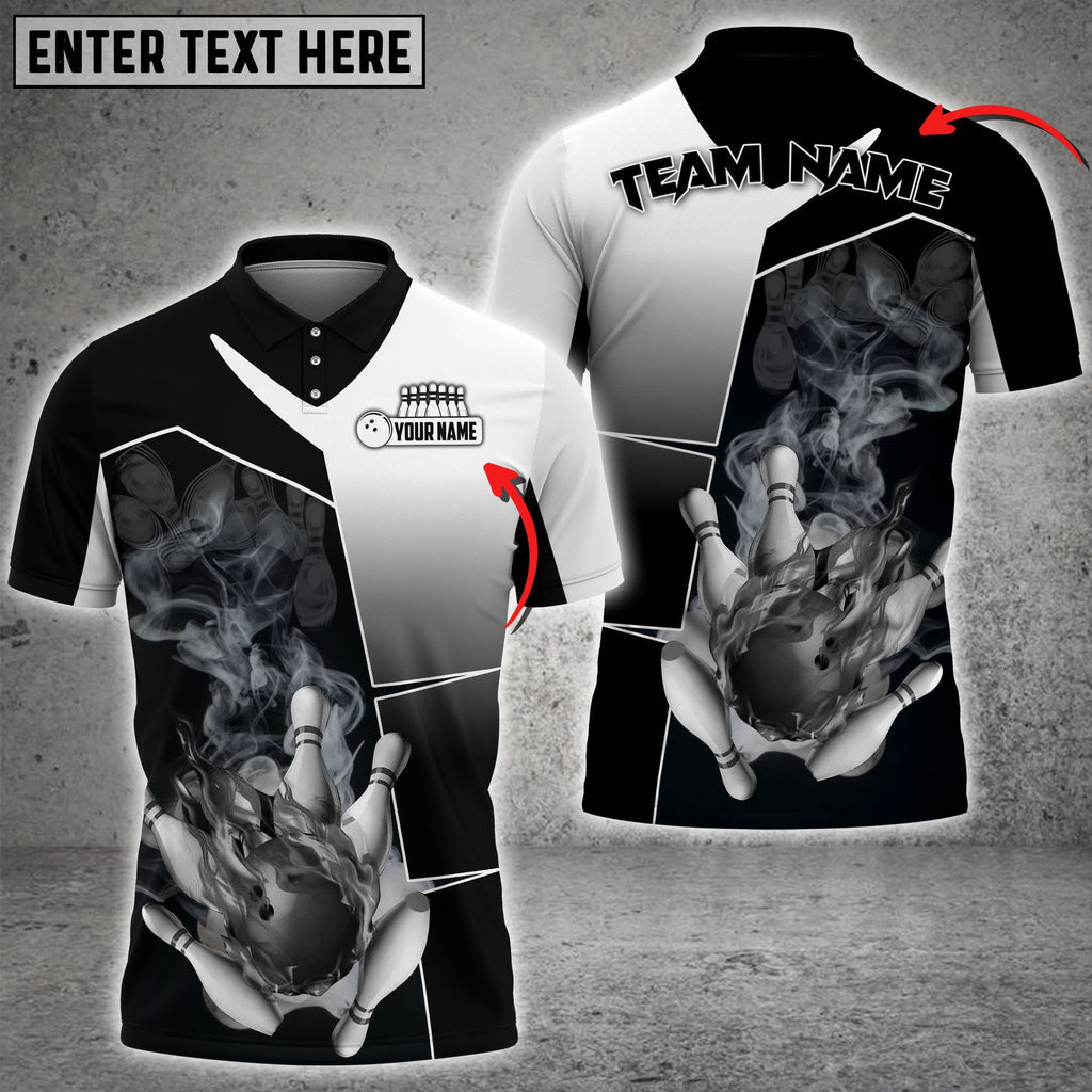 Frenzidea Bowling And Pins Smoky Fire Sport Customized Name 3D Shirt (4 Colors)