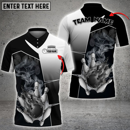 Frenzidea Bowling And Pins Smoky Fire Sport Customized Name 3D Shirt (4 Colors)
