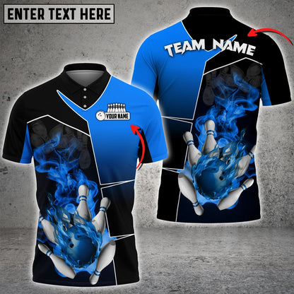 Frenzidea Bowling And Pins Smoky Fire Sport Customized Name 3D Shirt (4 Colors)