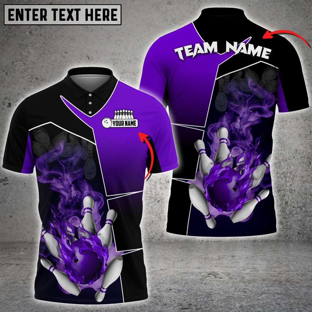 Frenzidea Bowling And Pins Smoky Fire Sport Customized Name 3D Shirt (4 Colors)
