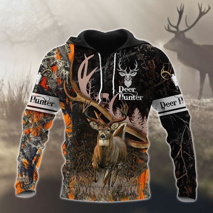 frenzidea Deer Hunting Hunter Black Camo Customized Name 3D Shirts