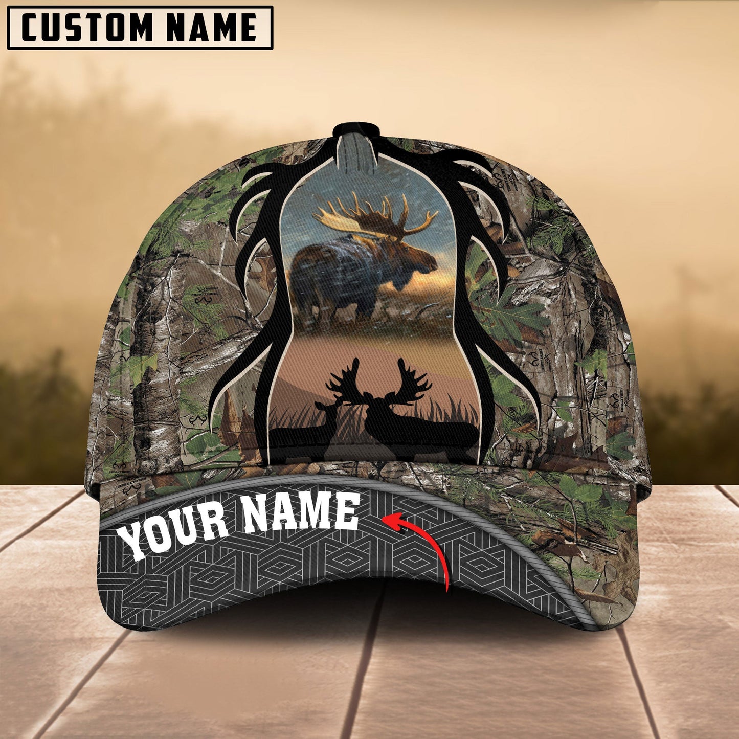 Frenzidea Moose Hunting Multicolor Personalized Cap