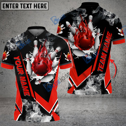 frenzideas Bowling And Pins Flame Declare War Customized Name 3D Shirt (5 Colors)