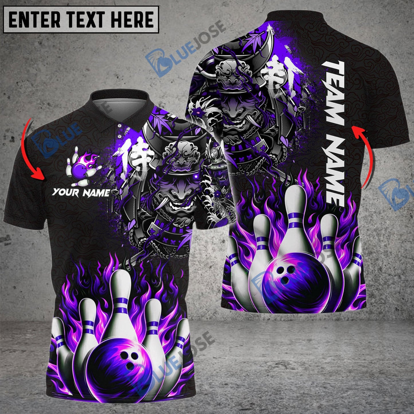 frenzideas Bowling And Pins Flame Samurai Customized Name 3D Shirt ( 6 Colors)
