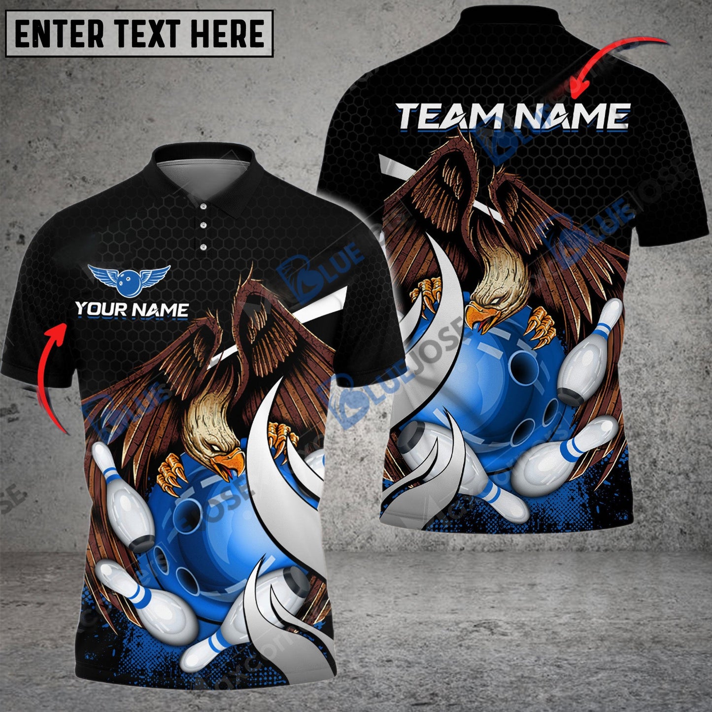frenzidea Bowling And Pins Hunting Eagle Customized Name 3D Shirt (4 Colors)