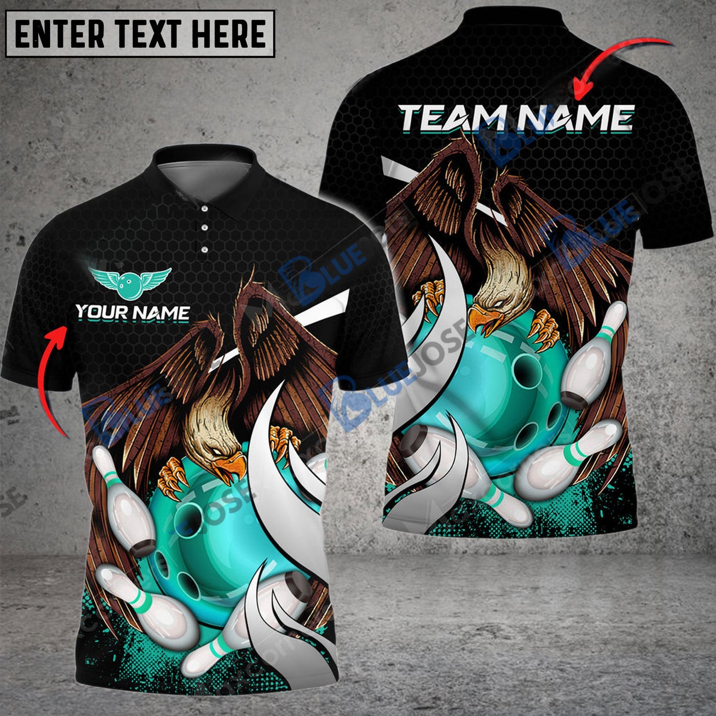 frenzidea Bowling And Pins Hunting Eagle Customized Name 3D Shirt (4 Colors)