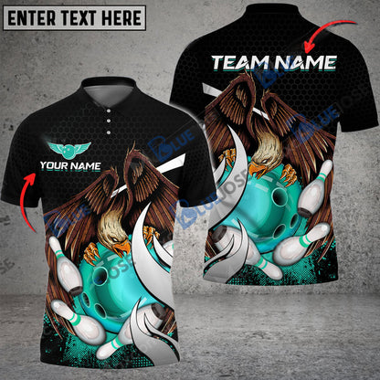 frenzidea Bowling And Pins Hunting Eagle Customized Name 3D Shirt (4 Colors)