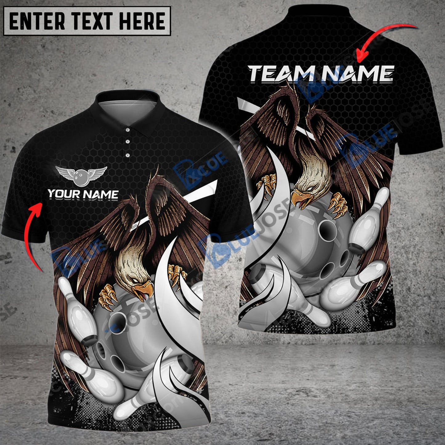 frenzidea Bowling And Pins Hunting Eagle Customized Name 3D Shirt (4 Colors)