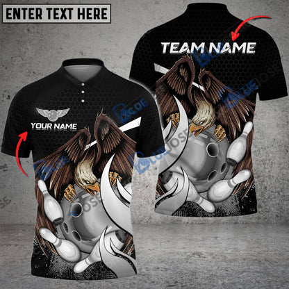 frenzidea Bowling And Pins Hunting Eagle Customized Name 3D Shirt (4 Colors)