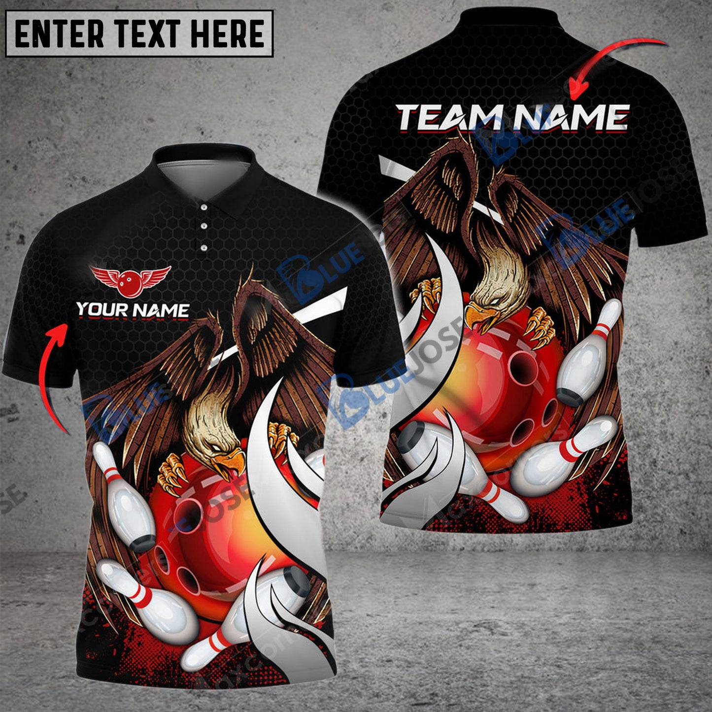 frenzidea Bowling And Pins Hunting Eagle Customized Name 3D Shirt (4 Colors)
