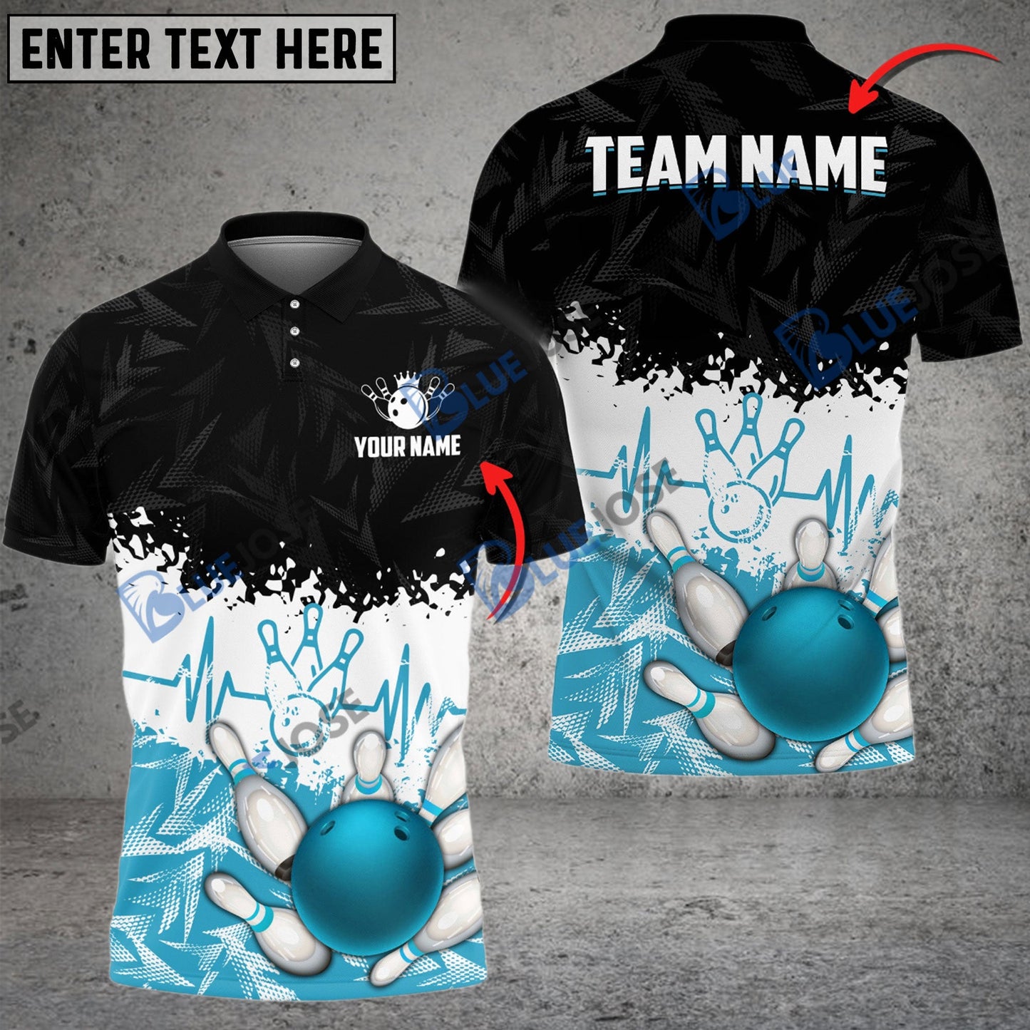 frenzidea Bowling And Pins Heartbeat Customized Name 3D Shirt (4 Colors)