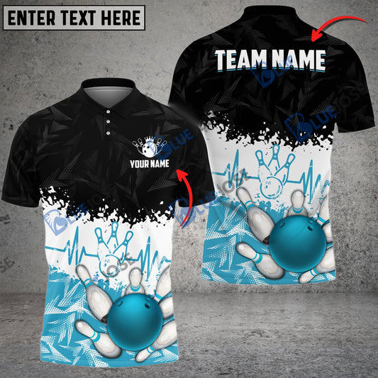 frenzidea Bowling And Pins Heartbeat Customized Name 3D Shirt (4 Colors)