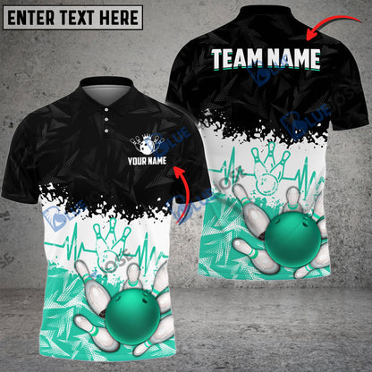 frenzidea Bowling And Pins Heartbeat Customized Name 3D Shirt (4 Colors)