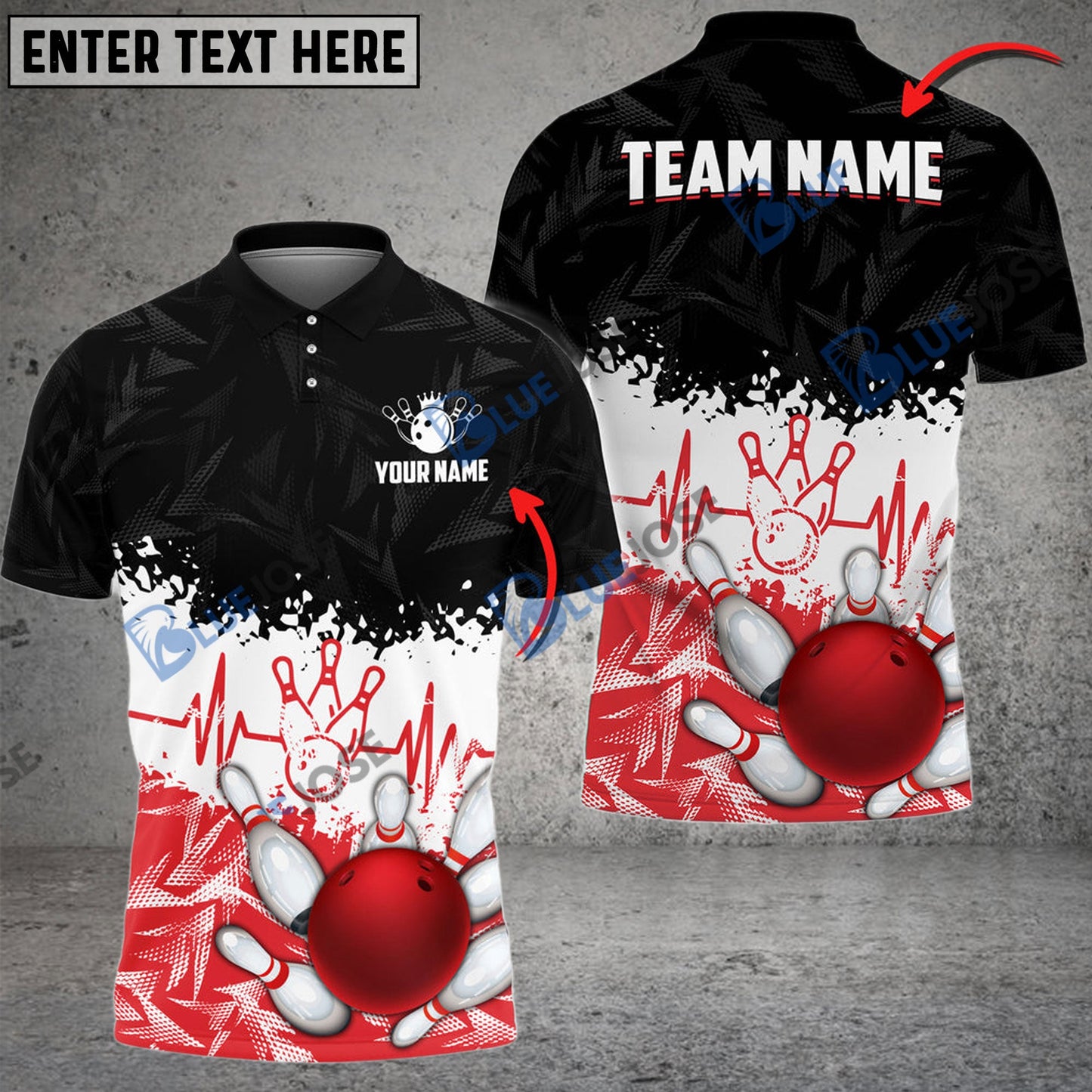 frenzidea Bowling And Pins Heartbeat Customized Name 3D Shirt (4 Colors)