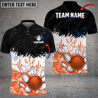 frenzidea Bowling And Pins Heartbeat Customized Name 3D Shirt (4 Colors)