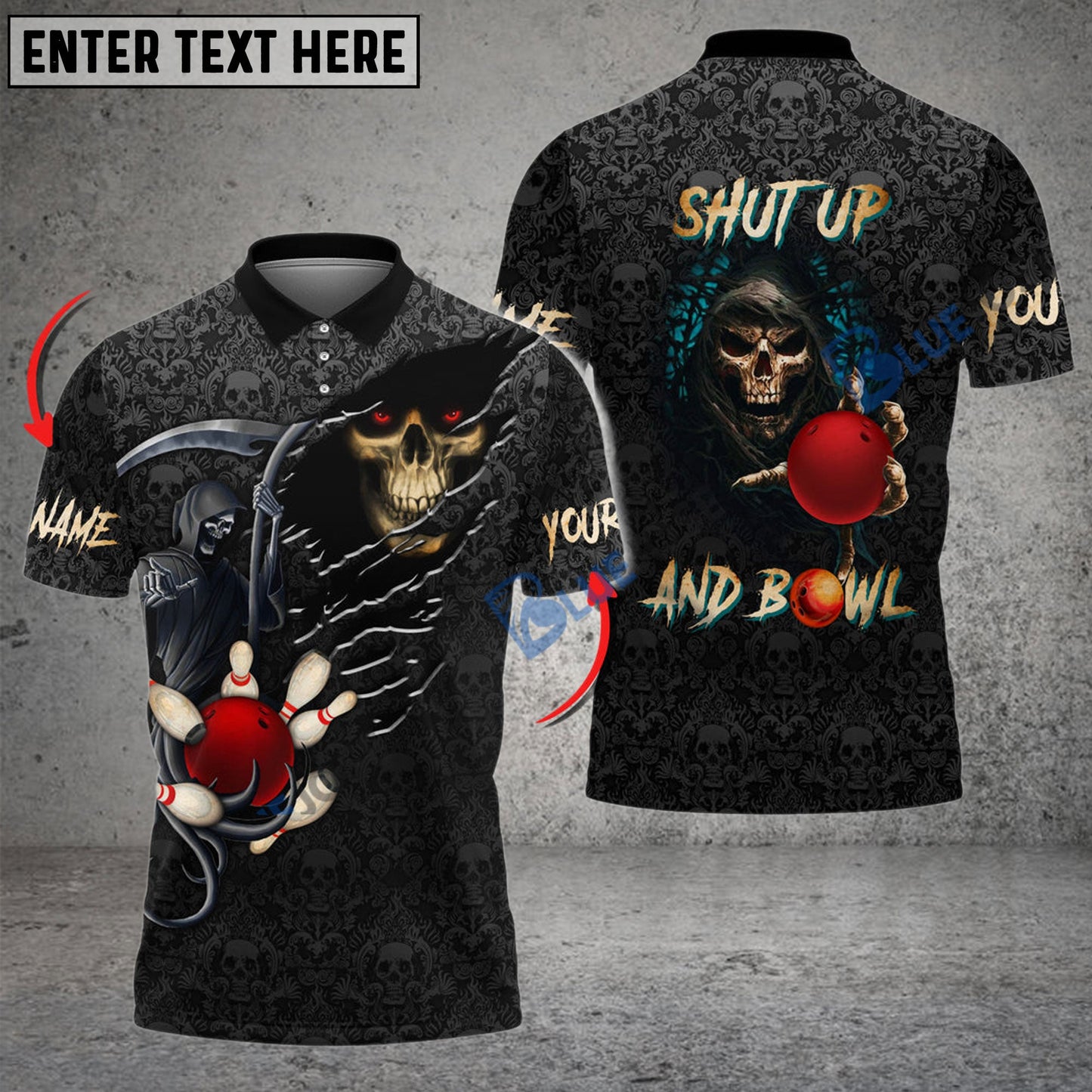 frenzideas Bowling Reaper Customized Name, Team Name 3D Shirt