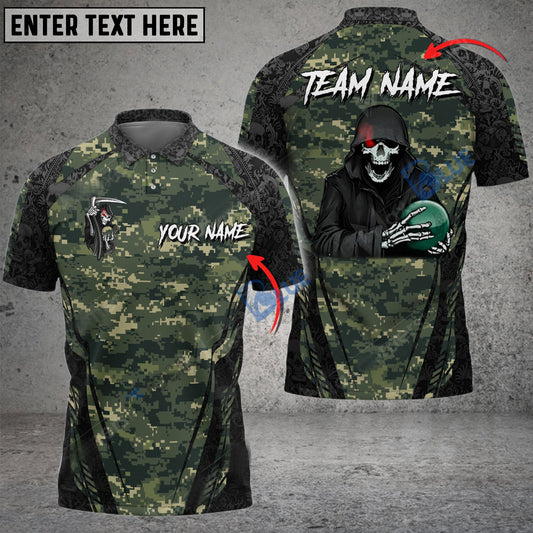 frenzideas Bowling And Pins Reaper Camo Squad Customized Name 3D Shirt (6 Colors)