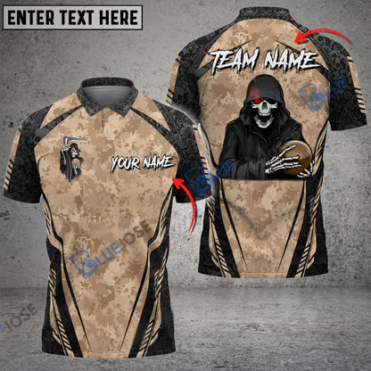 frenzideas Bowling And Pins Reaper Camo Squad Customized Name 3D Shirt (6 Colors)