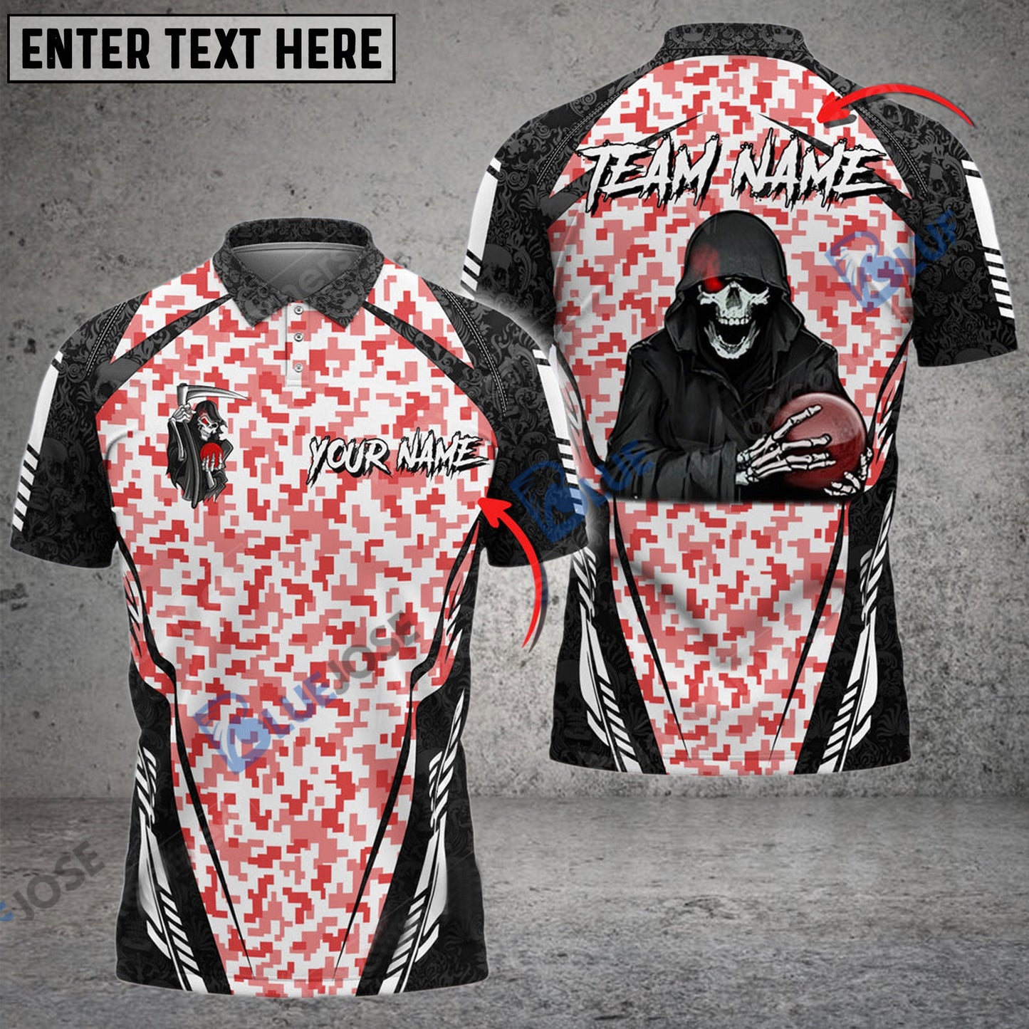 frenzideas Bowling And Pins Reaper Camo Squad Customized Name 3D Shirt (6 Colors)