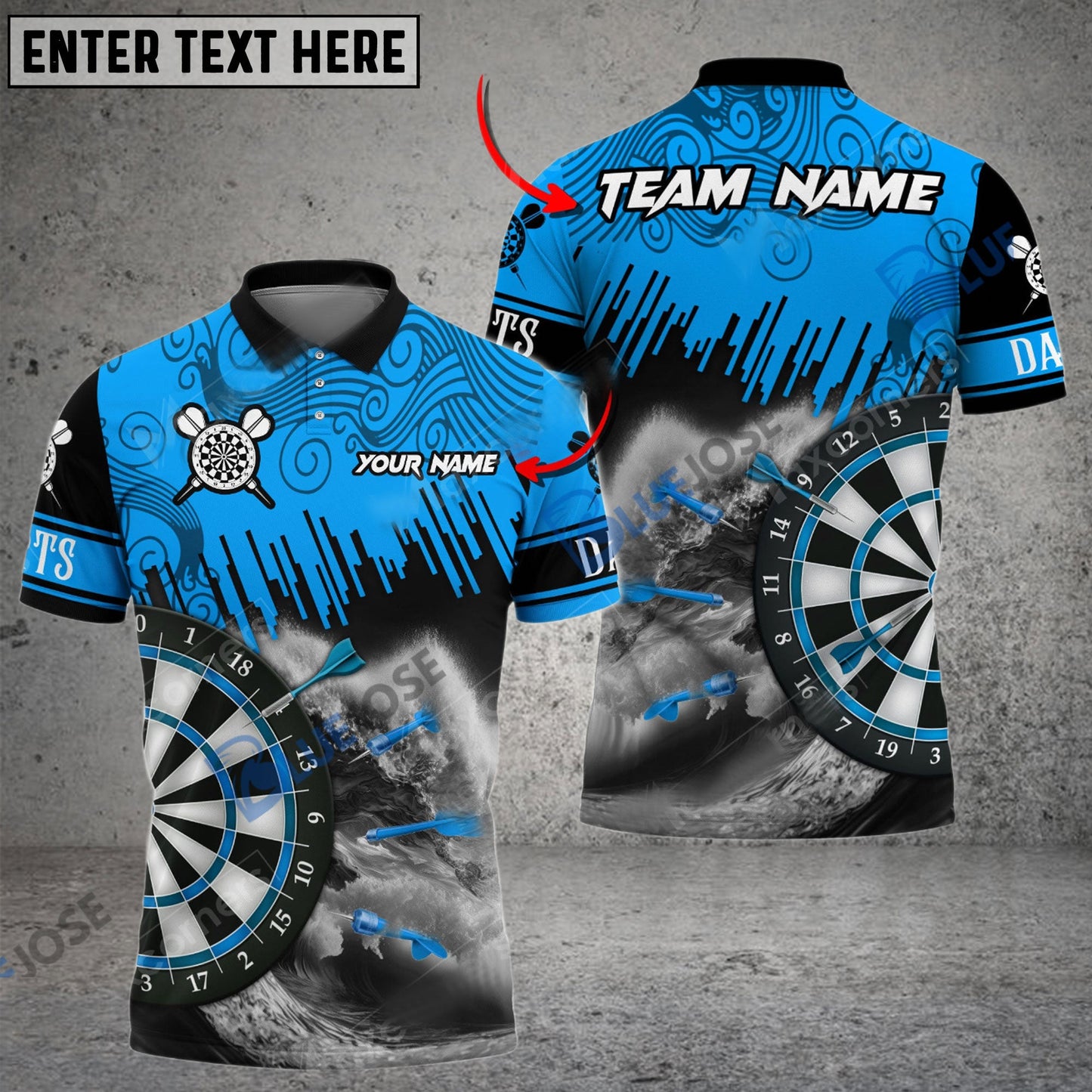 frenzidea Darts Seawave Personalized Name, Team Name 3D Shirt (4 Colors)