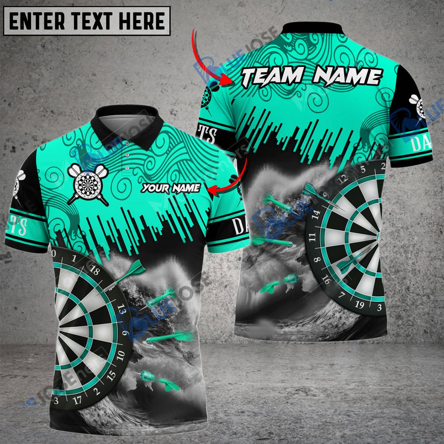 frenzidea Darts Seawave Personalized Name, Team Name 3D Shirt (4 Colors)