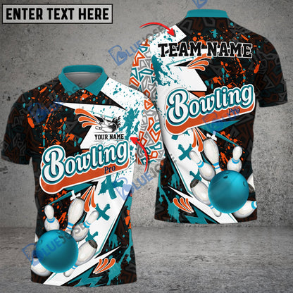frenzidea Bowling And Pins Graffity Live Art Pattern Customized Name 3D Shirt (4 Colors)