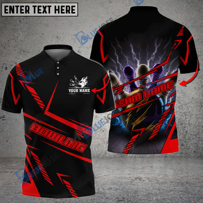 frenzidea Bowling And Pins Cyber Thundering Customized Name 3D Shirt (4 Colors)