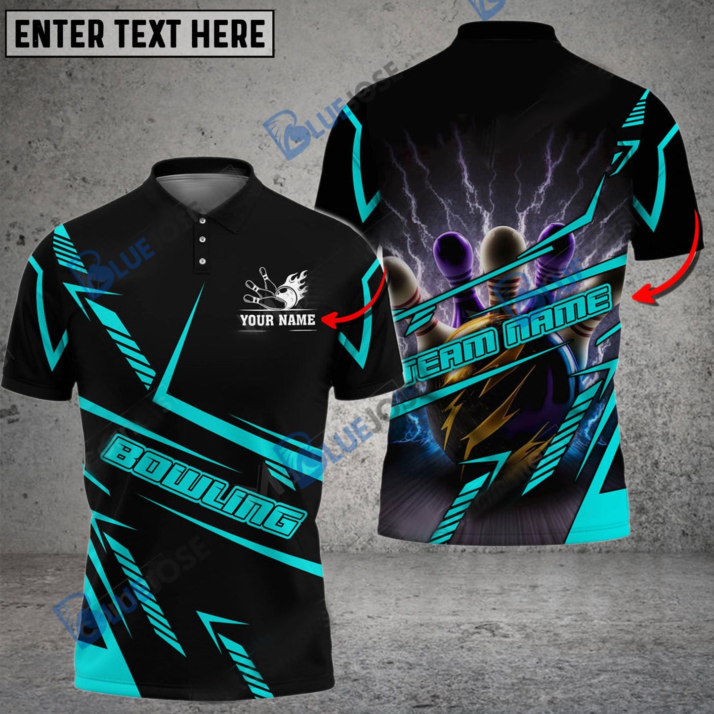 frenzidea Bowling And Pins Cyber Thundering Customized Name 3D Shirt (4 Colors)