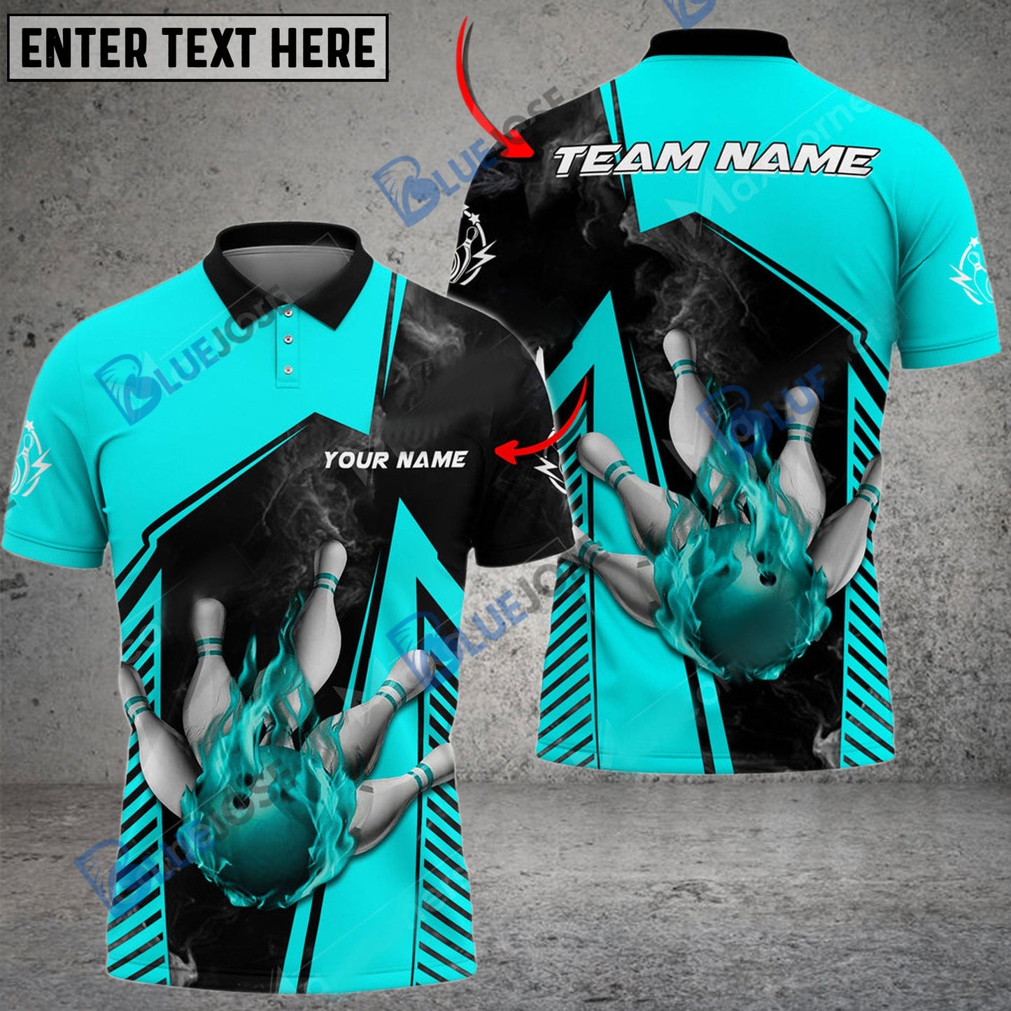 frenzidea Bowling And Pins Smokey Flame Customized Name 3D Shirt (4 Colors)