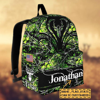 Frenzidea Deer Hunting Name State & Flag Personalized Backpack