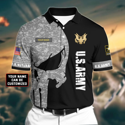 Frenzidea Premium Veteran U.S Army 1 3D Polo All Over Printed