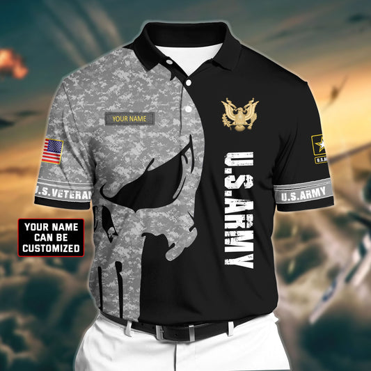 Frenzidea Premium Veteran U.S Army 1 3D Polo All Over Printed
