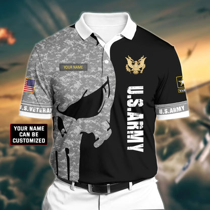 Frenzidea Premium Veteran U.S Army 1 3D Polo All Over Printed