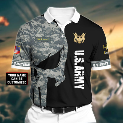 Frenzidea Premium Veteran U.S Army 2 3D Polo All Over Printed