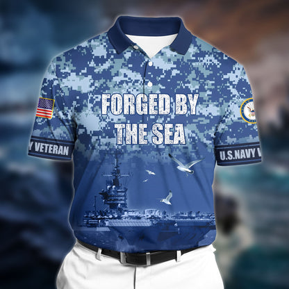 Frenzidea Premium Veteran U.S Navy 3D Polo All Over Printed
