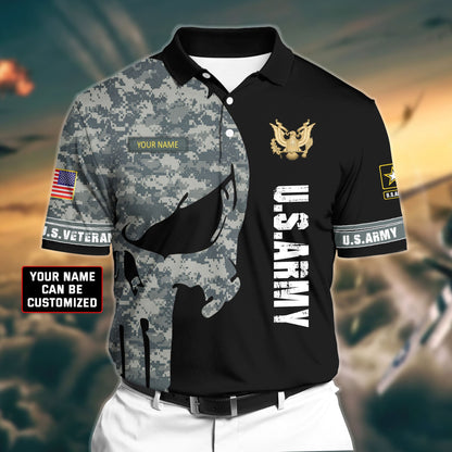 Frenzidea Premium Veteran U.S Army 2 3D Polo All Over Printed
