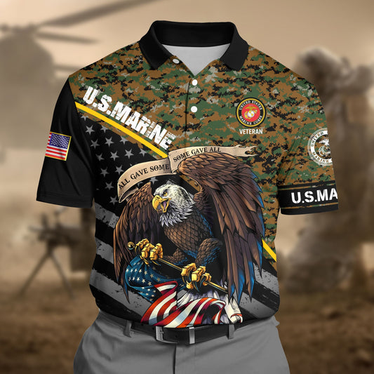 Frenzidea Premium U.S Marine Camo 3D Polo All Over Printed
