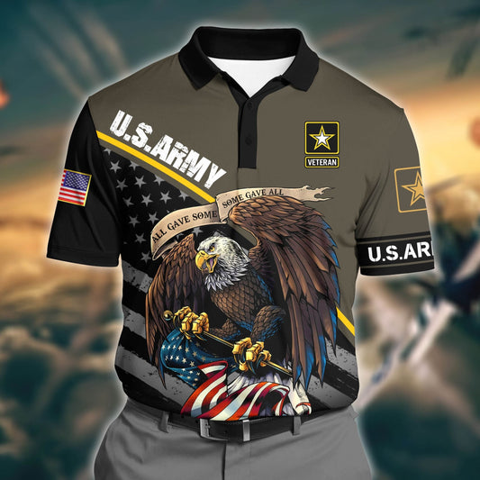 Frenzidea Premium U.S Army 1 3D Polo All Over Printed