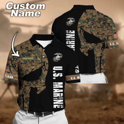 Frenzidea Premium Multiple US Military Services Veteran Personalize Polo Shirt