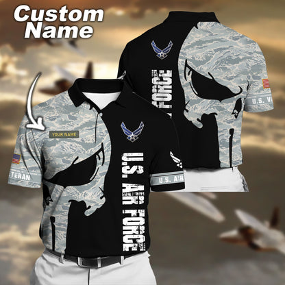 Frenzidea Premium Multiple US Military Services Veteran Personalize Polo Shirt