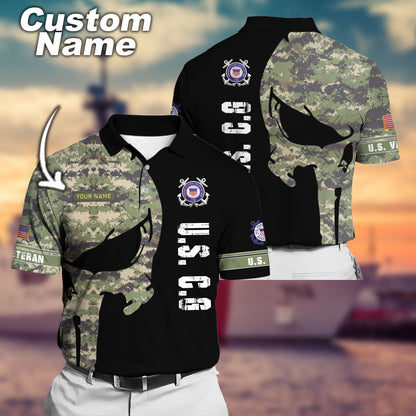 Frenzidea Premium Multiple US Military Services Veteran Personalize Polo Shirt