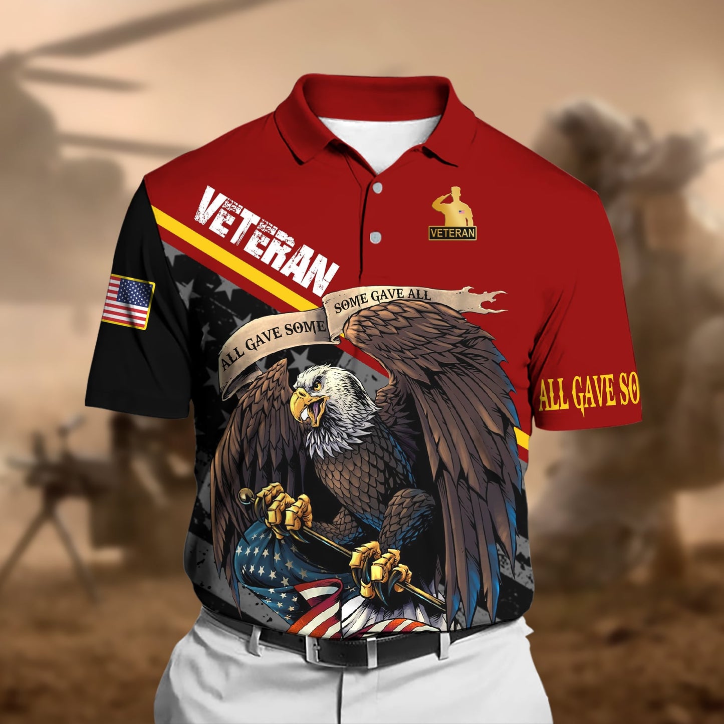 Frenzidea Premium U.S Multiple Service Veteran Polo Shirt